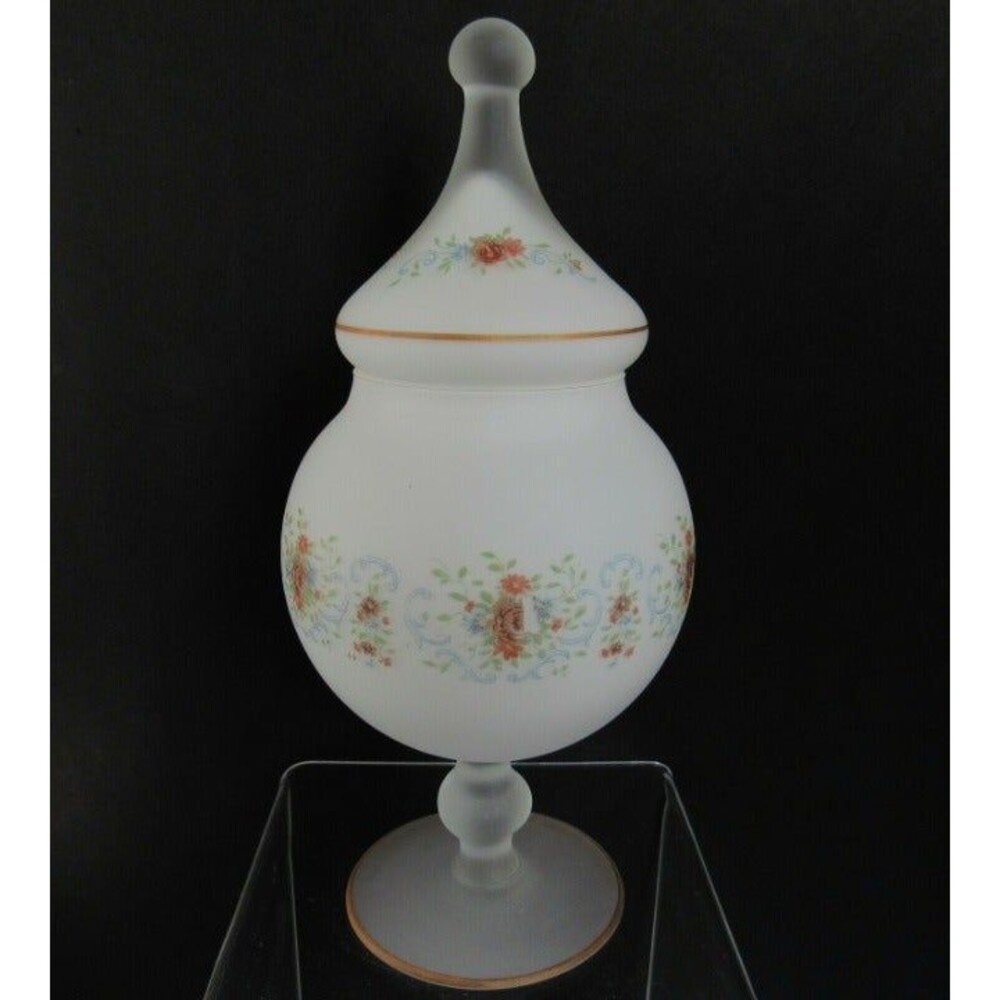 Rose Bristol Glass White Candy Dish